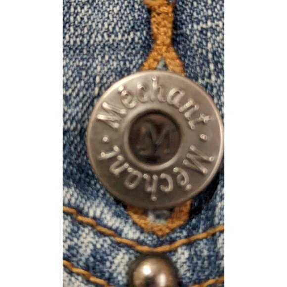 Mechant denim jean Jacket size M blue inset print floral studded - Picture 8 of 8